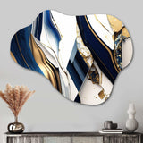 Abstract Geode Geometric Blue V - Asymmetric Metal Wall Art