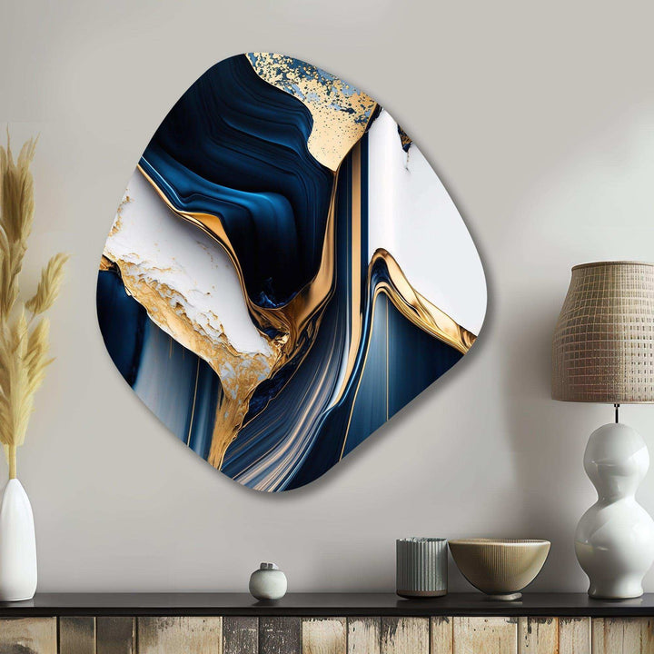 Abstract Geode Waves Gold I - Asymmetric Metal Wall Art