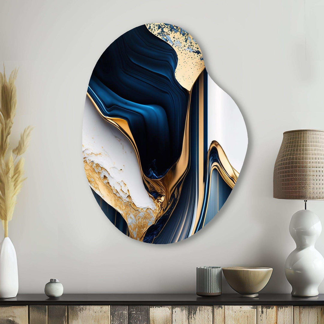 Abstract Geode Waves Gold I - Asymmetric Metal Wall Art