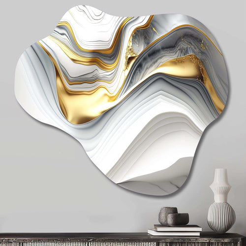 Abstract Geode Waves Grey V - Asymmetric Metal Wall Art