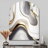 Abstract Geode Marble Waves Grey I - Asymmetric Metal Wall Art