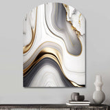 Abstract Geode Marble Waves Grey I - Asymmetric Metal Wall Art