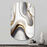 Abstract Geode Marble Waves Grey I - Asymmetric Metal Wall Art