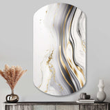 Abstract Geode Marble Waves Grey III - Asymmetric Metal Wall Art