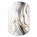 Abstract Geode Marble Waves Grey III - Asymmetric Metal Wall Art