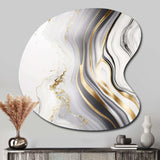 Abstract Geode Marble Waves Grey III - Asymmetric Metal Wall Art