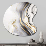 Abstract Geode Marble Waves Grey III - Asymmetric Metal Wall Art