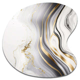 Abstract Geode Marble Waves Grey III - Asymmetric Metal Wall Art