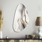 Abstract Geode Marble Waves Grey III - Asymmetric Metal Wall Art