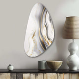 Abstract Geode Marble Waves Grey III - Asymmetric Metal Wall Art