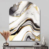 Abstract Geode Marble Waves Grey IV - Asymmetric Metal Wall Art