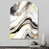 Abstract Geode Marble Waves Grey IV - Asymmetric Metal Wall Art