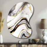 Abstract Geode Marble Waves Grey IV - Asymmetric Metal Wall Art