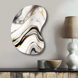 Abstract Geode Marble Waves Grey IV - Asymmetric Metal Wall Art