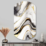 Abstract Geode Marble Waves Grey IV - Asymmetric Metal Wall Art