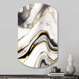 Abstract Geode Marble Waves Grey IV - Asymmetric Metal Wall Art