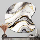 Abstract Geode Marble Waves Grey IV - Asymmetric Metal Wall Art