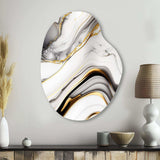 Abstract Geode Marble Waves Grey IV - Asymmetric Metal Wall Art