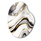 Abstract Geode Marble Waves Grey IV - Asymmetric Metal Wall Art