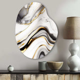 Abstract Geode Marble Waves Grey IV - Asymmetric Metal Wall Art