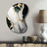 Abstract Geode Gold And Green Marble I - Asymmetric Metal Wall Art