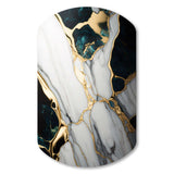 Abstract Geode Gold And Green Marble I - Asymmetric Metal Wall Art