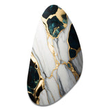 Abstract Geode Gold And Green Marble I - Asymmetric Metal Wall Art