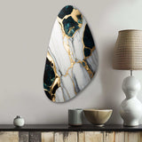 Abstract Geode Gold And Green Marble I - Asymmetric Metal Wall Art