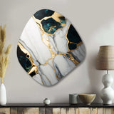 Abstract Geode Gold And Green Marble I - Asymmetric Metal Wall Art