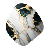 Abstract Geode Gold And Green Marble I - Asymmetric Metal Wall Art