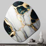 Abstract Geode Gold And Green Marble I - Asymmetric Metal Wall Art