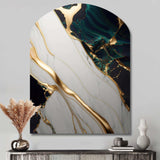 Abstract Geode Gold And Green Marble II - Asymmetric Metal Wall Art