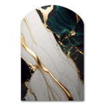 Abstract Geode Gold And Green Marble II - Asymmetric Metal Wall Art