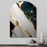 Abstract Geode Gold And Green Marble II - Asymmetric Metal Wall Art