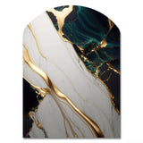 Abstract Geode Gold And Green Marble II - Asymmetric Metal Wall Art