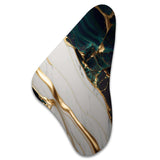 Abstract Geode Gold And Green Marble II - Asymmetric Metal Wall Art