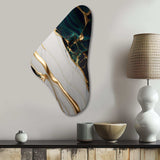 Abstract Geode Gold And Green Marble II - Asymmetric Metal Wall Art