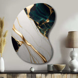 Abstract Geode Gold And Green Marble II - Asymmetric Metal Wall Art