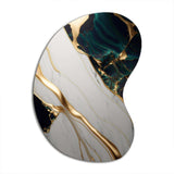 Abstract Geode Gold And Green Marble II - Asymmetric Metal Wall Art