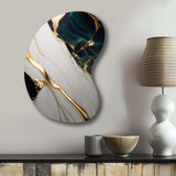 Abstract Geode Gold And Green Marble II - Asymmetric Metal Wall Art