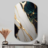 Abstract Geode Gold And Green Marble II - Asymmetric Metal Wall Art