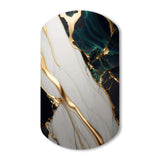 Abstract Geode Gold And Green Marble II - Asymmetric Metal Wall Art