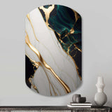 Abstract Geode Gold And Green Marble II - Asymmetric Metal Wall Art