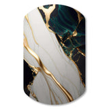 Abstract Geode Gold And Green Marble II - Asymmetric Metal Wall Art