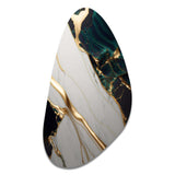 Abstract Geode Gold And Green Marble II - Asymmetric Metal Wall Art