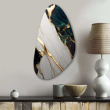 Abstract Geode Gold And Green Marble II - Asymmetric Metal Wall Art