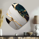 Abstract Geode Gold And Green Marble II - Asymmetric Metal Wall Art