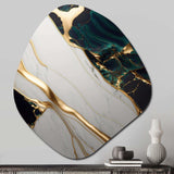 Abstract Geode Gold And Green Marble II - Asymmetric Metal Wall Art