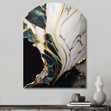 Abstract Geode Gold And Green Marble III - Asymmetric Metal Wall Art