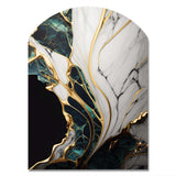 Abstract Geode Gold And Green Marble III - Asymmetric Metal Wall Art